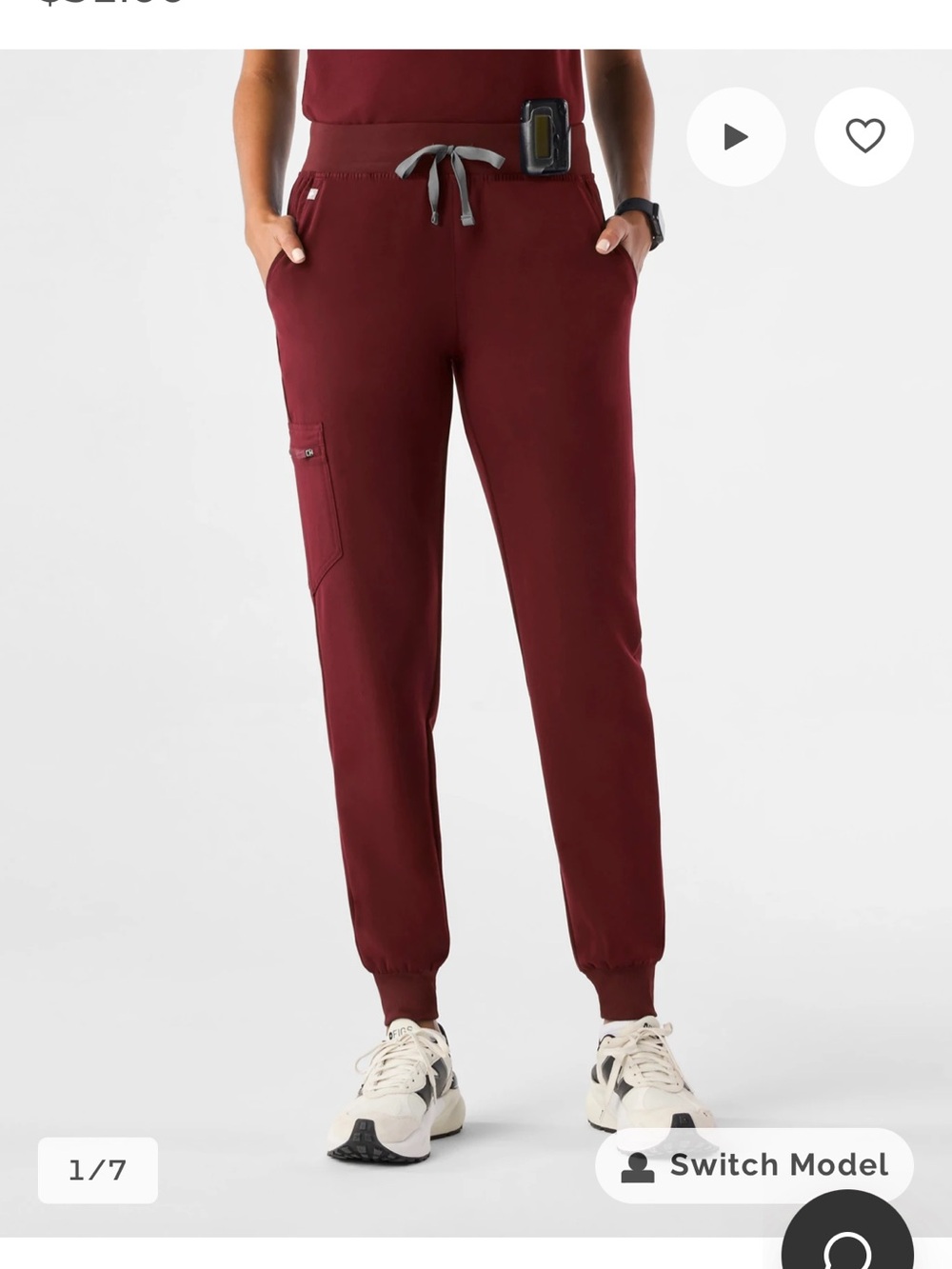 FIGS Women's Maroon Drawstring Joggers